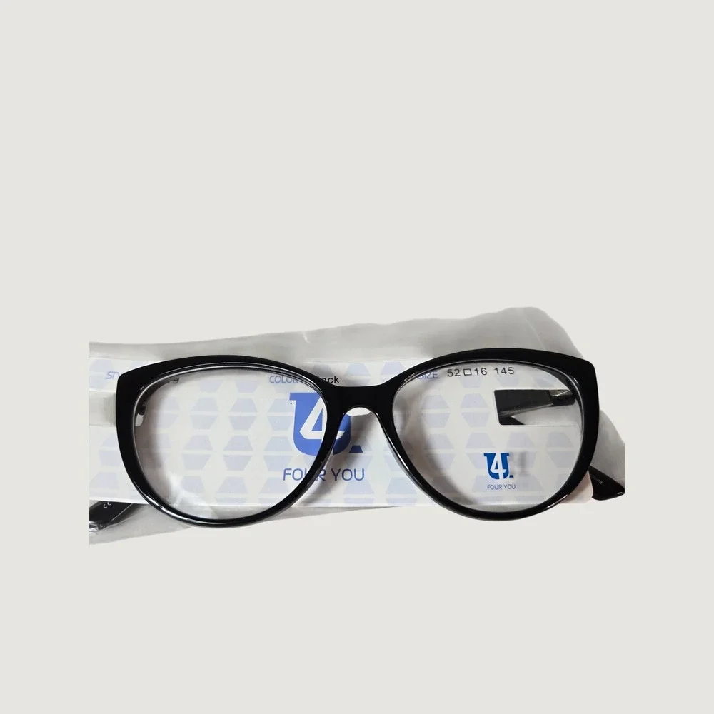 Four You U219 Black Cat Eye Eyeglass Frames Women 52-16-145 Sturdy Glasses